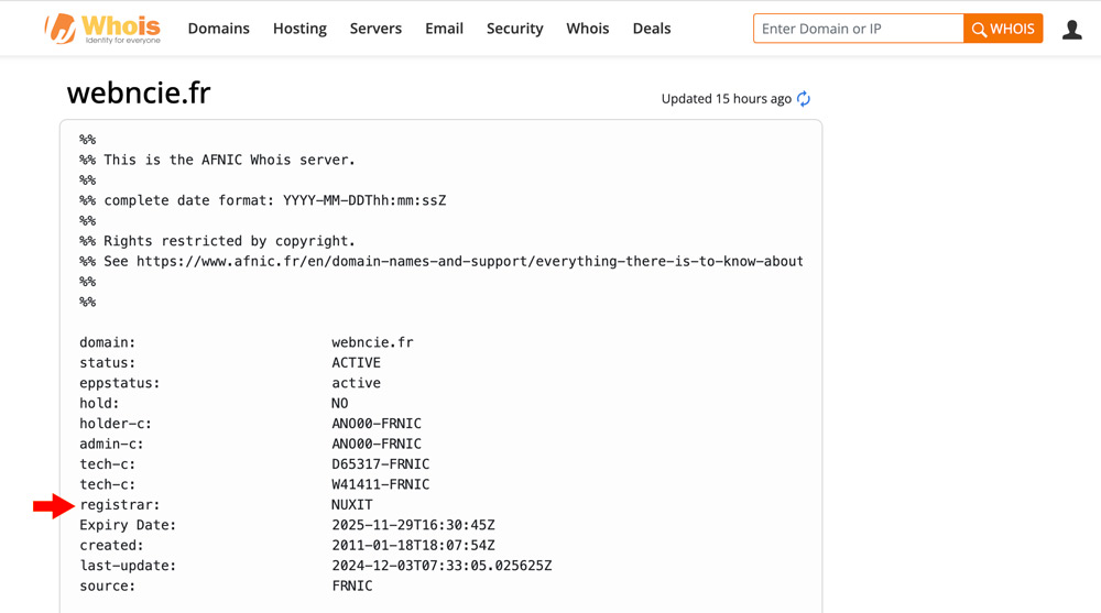 whois webncie fr
