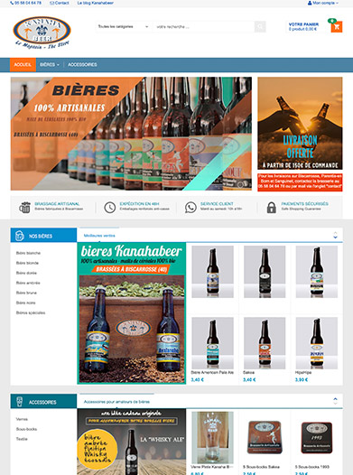  Création de boutique en ligne pour Kanaha Beer, Brasserie Artisanale à Biscarrosse