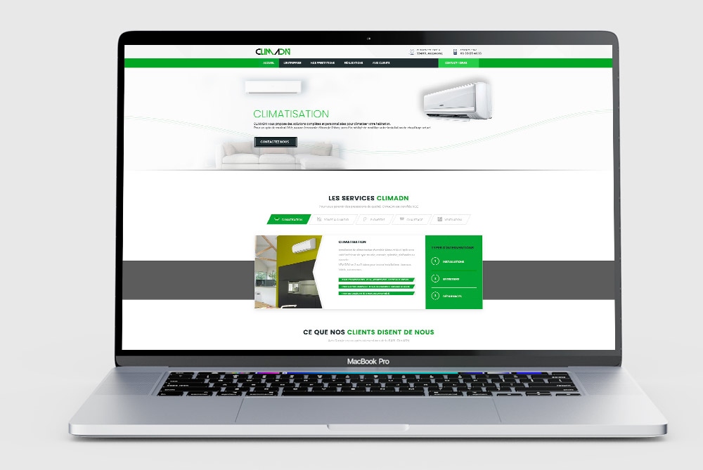 Création de Site web pour ClimADN, artisan en climatisation et chauffage