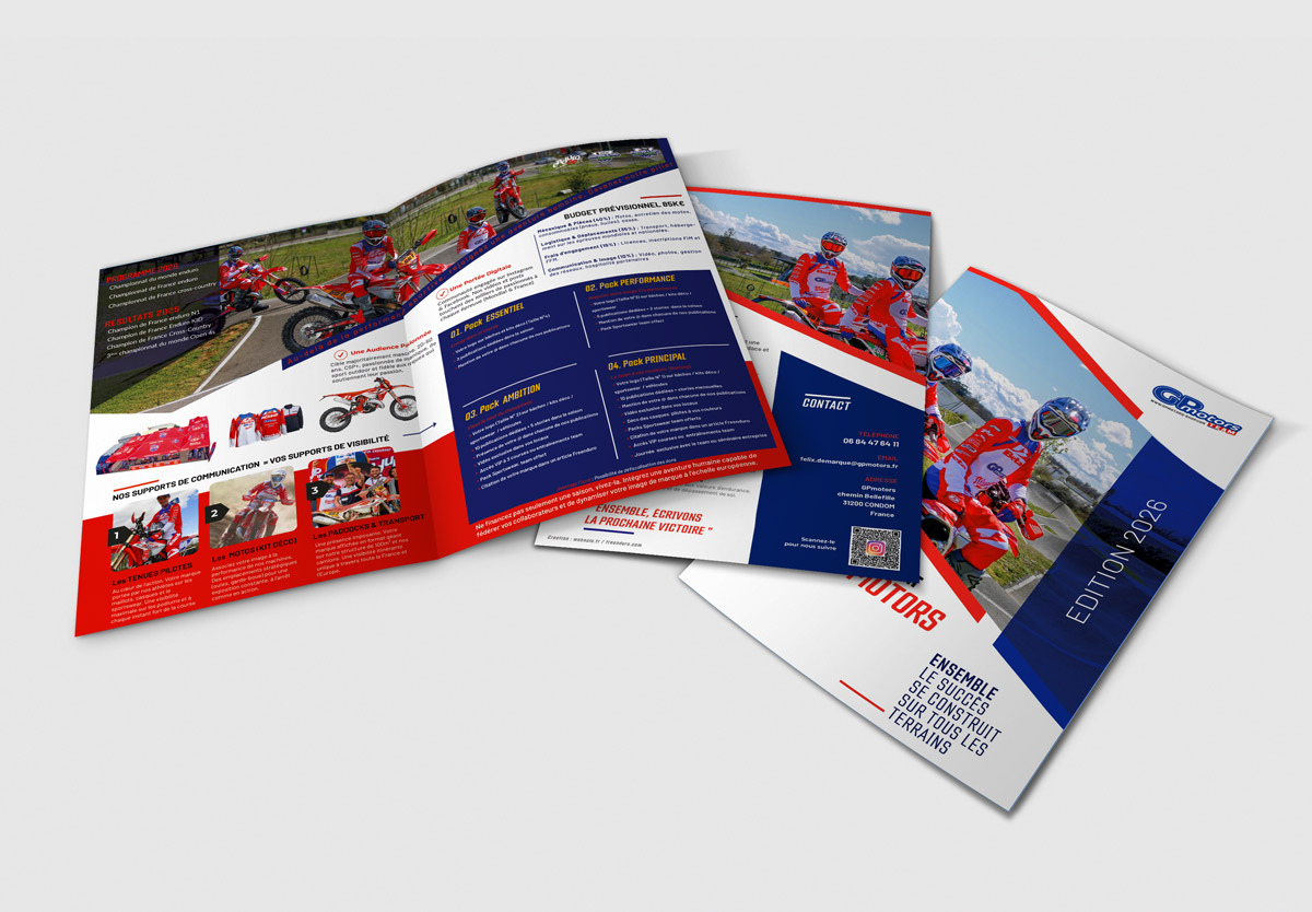 Réalisation : Dossier de Sponsoring  & Press-Book pour GP Motors (Enduro Mondial)