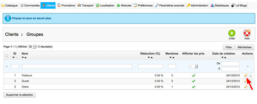 clients goupe prestashop